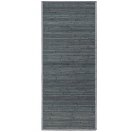 Alfombra Pasillera Antideslizante, color Gris Opalino, de Bambú Natural 65 X 200 cm Sostenible, Impermeable, Borde Textil 65x200