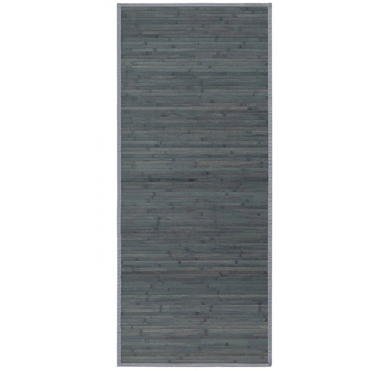 Alfombra Pasillera Antideslizante, color Gris Opalino, de Bambú Natural 65 X 200 cm Sostenible, Impermeable, Borde Textil 65x200