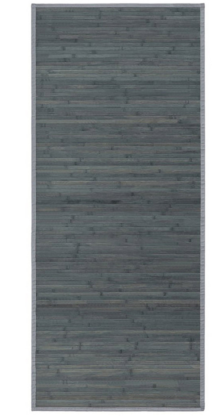 Alfombra Pasillera Antideslizante, color Gris Opalino, de Bambú Natural 65 X 200 cm Sostenible, Impermeable, Borde Textil 65x200