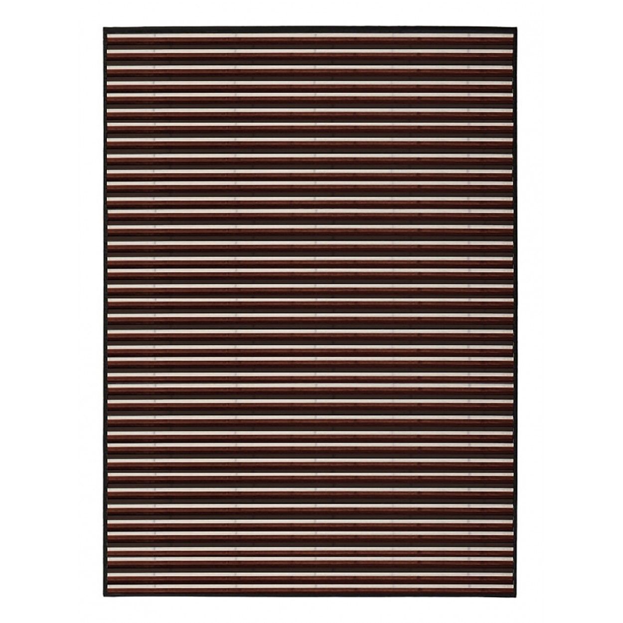 Tappeto in bamboo naturale colore Noce con Linee di Crema , Casa e altro ancora