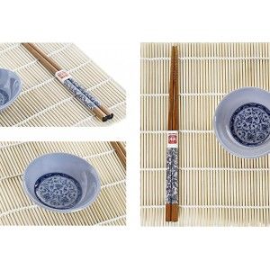 Sushi Kit Completo para 2 Personas, Palillos chinos, Esterillas, Cuenco Melamina Azul, SET 6.
