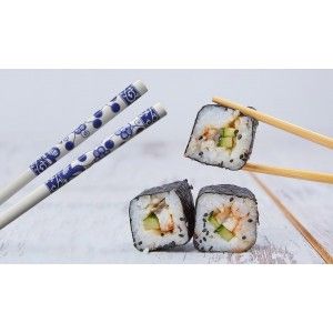 Sushi Kit Completo para 2 Personas, Palillos chinos, Cuenco Melamina Azul, Accesorios SET 6.