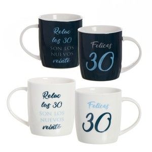 TAZA CUMPLEAÑOS 30 AZUL/ BLANCA