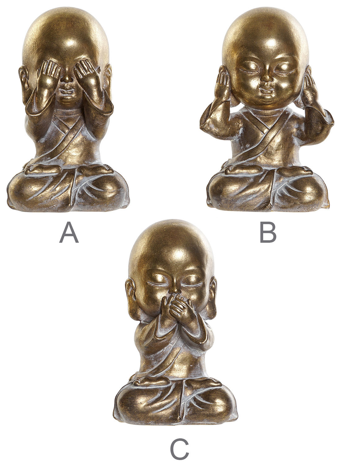 MONJE BUDA OIR, VER Y CALLAR 15CM
