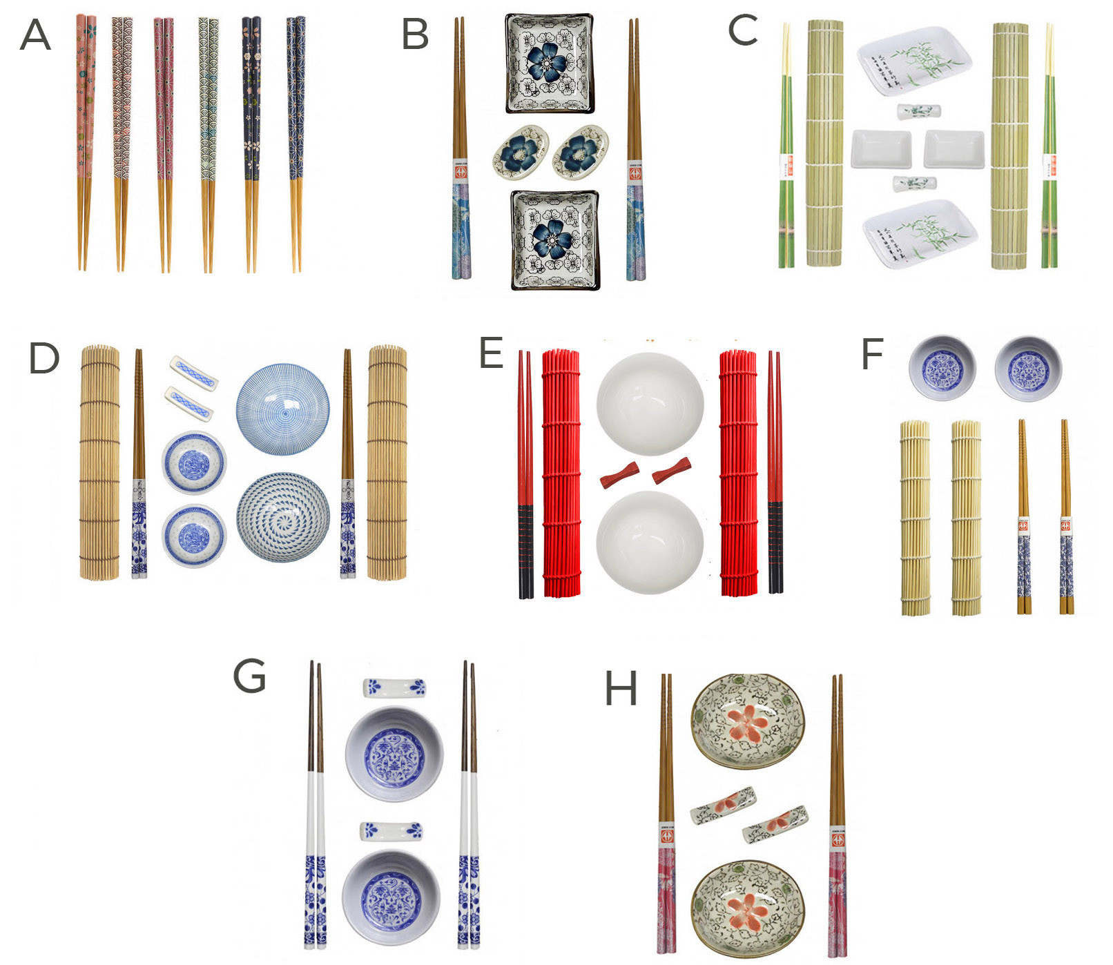 Sushi Kit Completo Y Accesorios, Ideal para Comida Asiática. Cuencos Soja, Platos de Sushi.