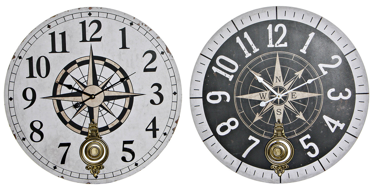 RELOJ PARED BRÚJULA 58CM