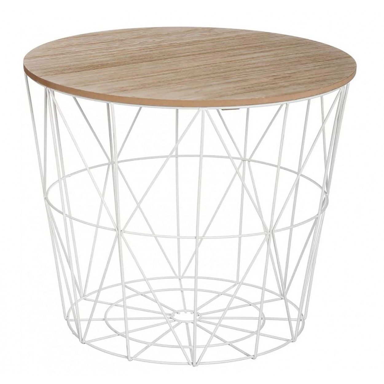Mesa de Centro Auxiliar, Café, de Madera. Estilo Nórdico con soporte Metálico, Kumi  38X30,5 cm