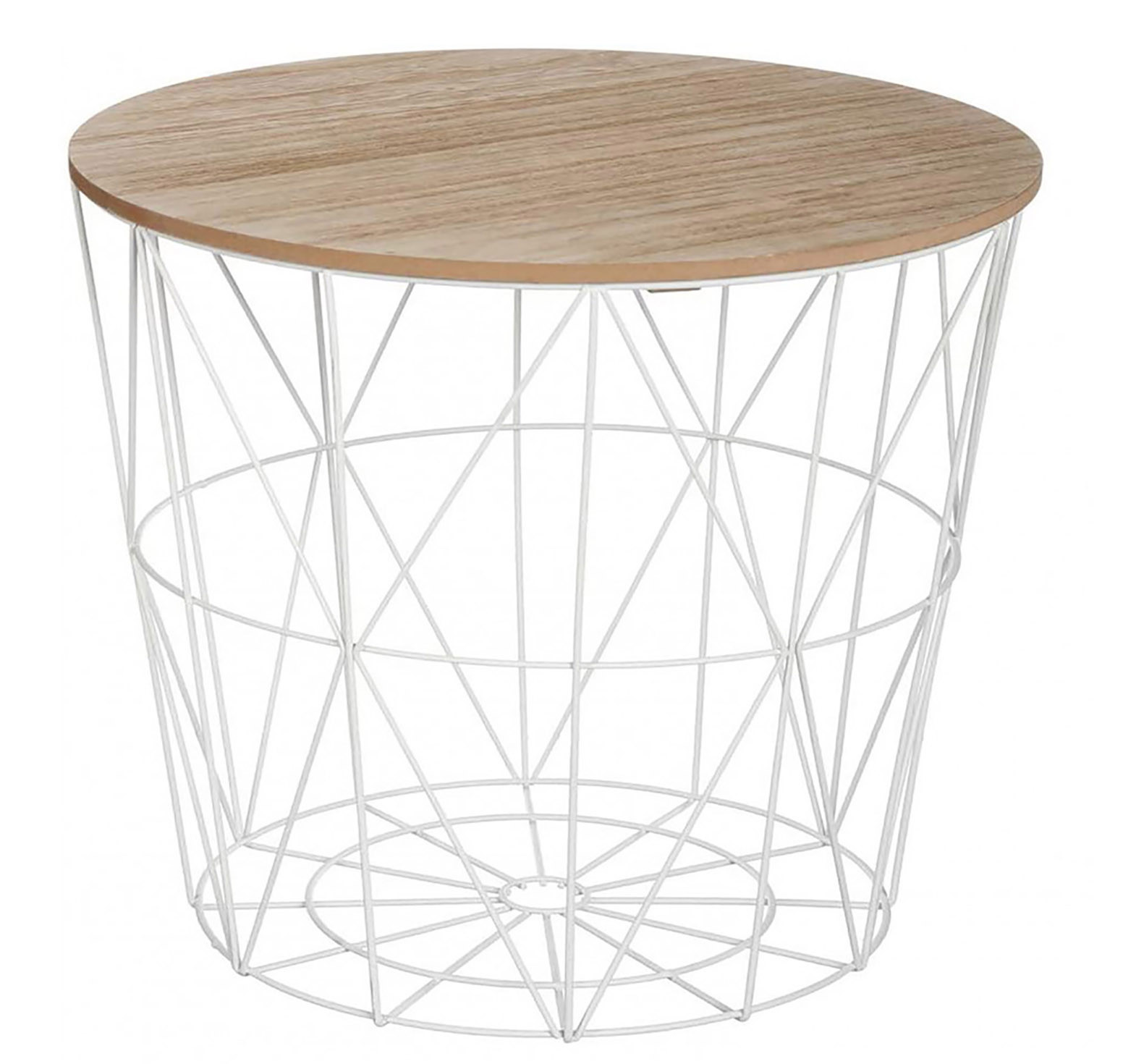 Mesa de Centro Auxiliar, Café, de Madera. Estilo Nórdico con soporte Metálico, Kumi  38X30,5 cm