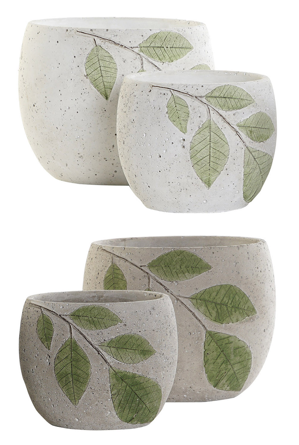 JARRÓN CEMENTO LEAF X2