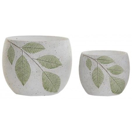 JARRÓN CEMENTO LEAF X2
