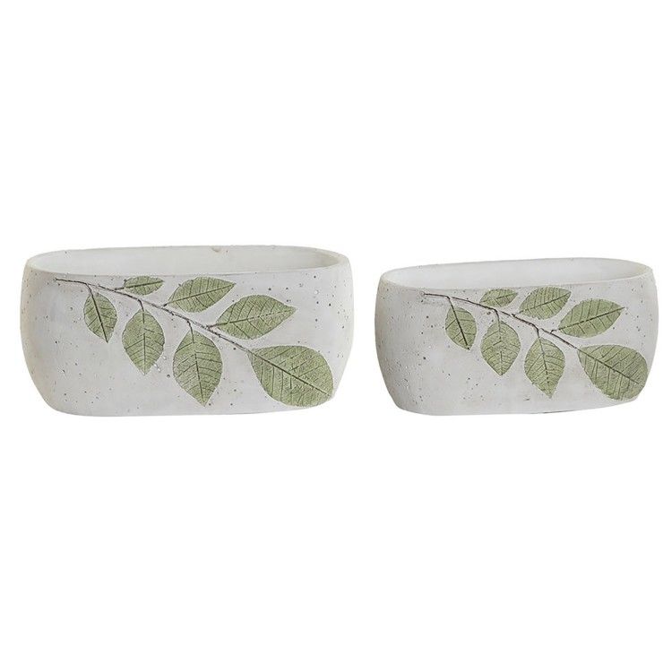 JARRÓN CEMENTO LEAF X2