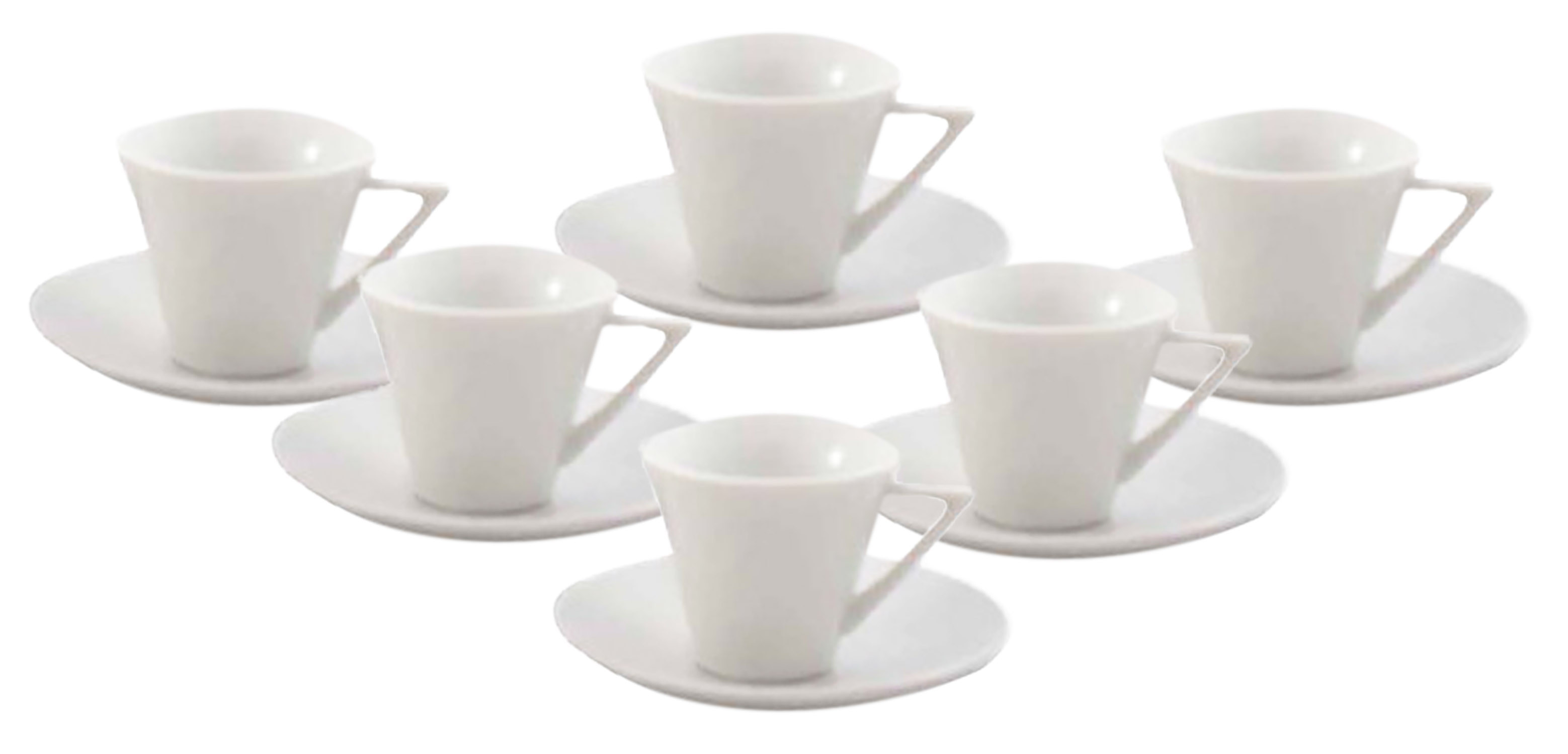Juego de café Barista 12 piezas, Diseño Exclusivo con 6 tazas y 6 platos de Cerámica Blanca.