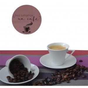 Juego de café Barista 12 piezas, Diseño Exclusivo con 6 tazas y 6 platos de Cerámica Blanca.
