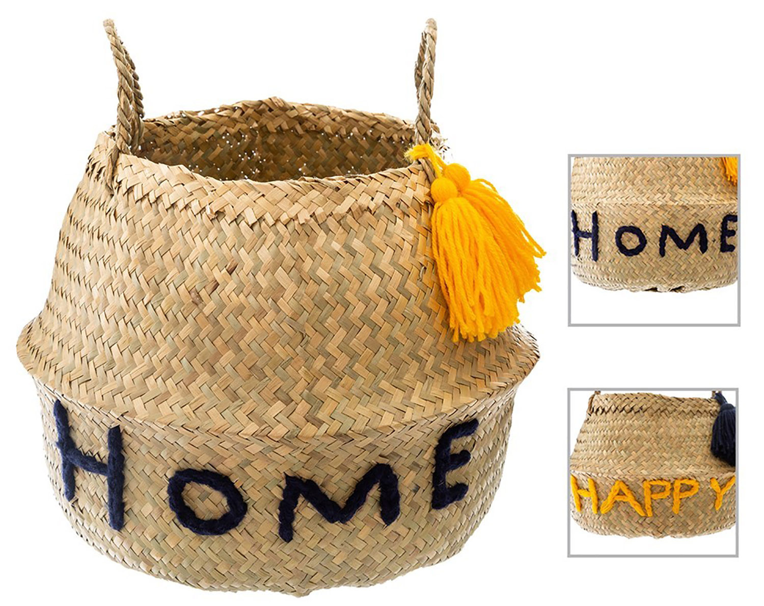 CESTA JUNCO HOME/HAPPY 37CM