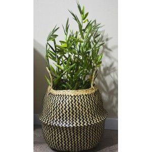 Planta Bambú Artificial con Maceta Negra, Decoración de Interior Realista, 90 cm.