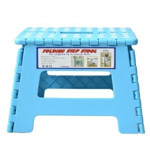 TABURETE PLEGABLE 150KG COCINA, BAÑO, REPOSAPIES PARA NIÑOS AZUL ANTIDESLIZANTE