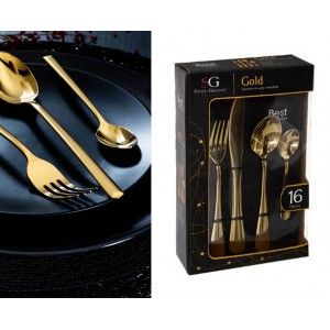 CUBIERTOS GOLD 16 PIEZAS