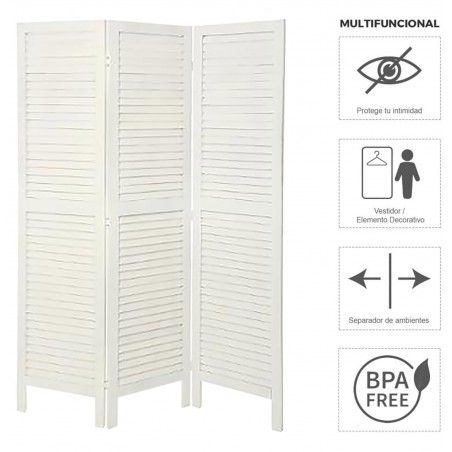 BIOMBO SEPARADOR BLANCO PERSIANA 170CM