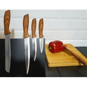 Cuchillos Cocina de Acero, Bloque Magnético Negro, Set de 6 Piezas.
