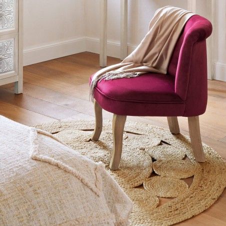 Alfombra Yute para Salón o Dormitorio, Moqueta 100% Naturales Redondas. Decoración Tapiz étnica 80 cm