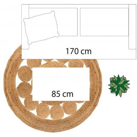 ALFOMBRA YUTE 120CM TOPOS