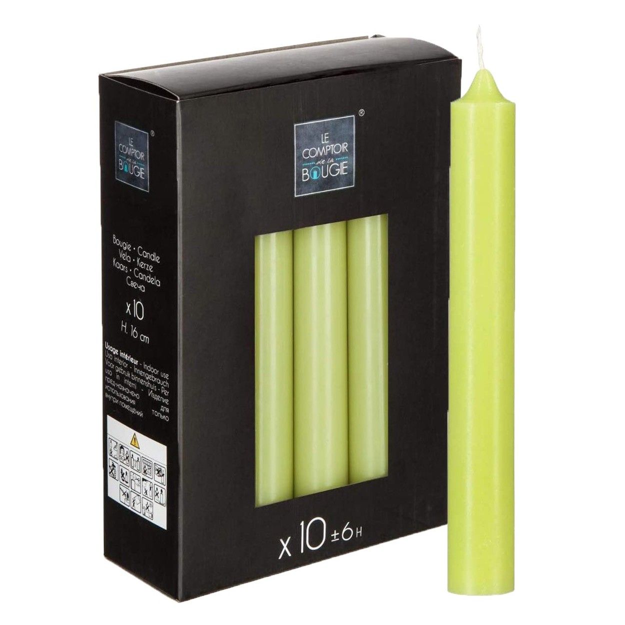 VELAS CANDELABRO CÓNICAS 16CM SET 10 VERDES
