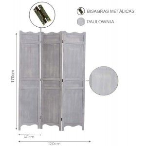 BIOMBO SEPARADOR GRIS MADERA 170CM