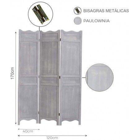 BIOMBO SEPARADOR GRIS MADERA 170CM