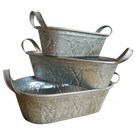 JARDINERA METÁLICA DECORATIVA GREY SET DE 3