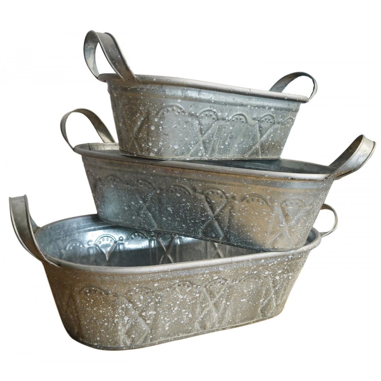 JARDINERA METÁLICA DECORATIVA GREY SET DE 3