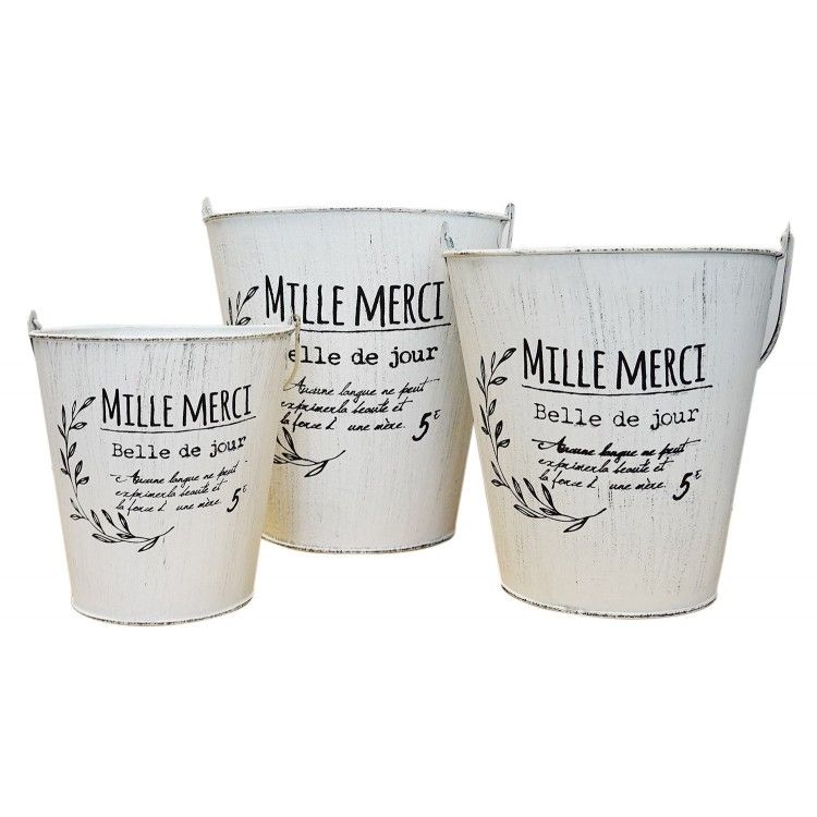 MACETERO CUBO VINTAGE FRANCÉS "MILLE MERCI" SET 3