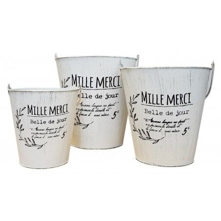 MACETERO CUBO VINTAGE FRANCÉS "MILLE MERCI" SET 3
