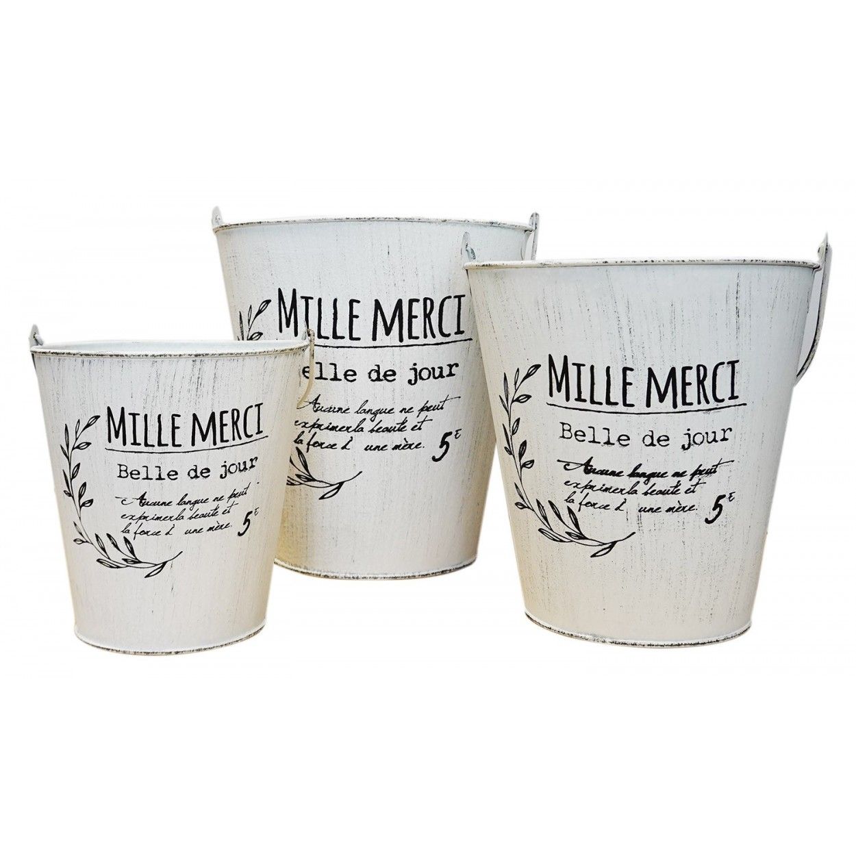 MACETERO CUBO VINTAGE FRANCÉS "MILLE MERCI" SET 3