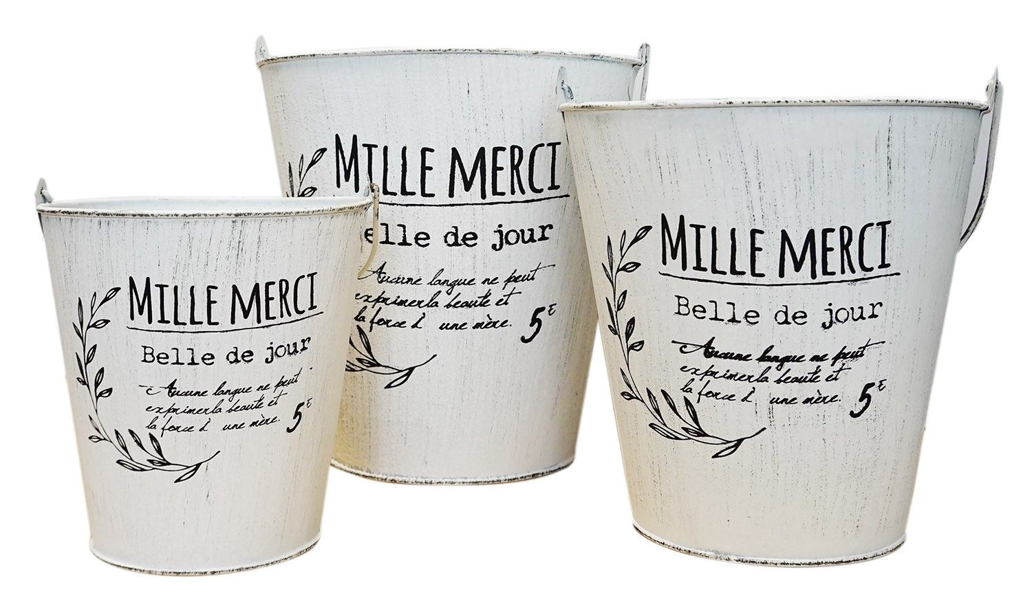 MACETERO CUBO VINTAGE FRANCÉS "MILLE MERCI" SET 3