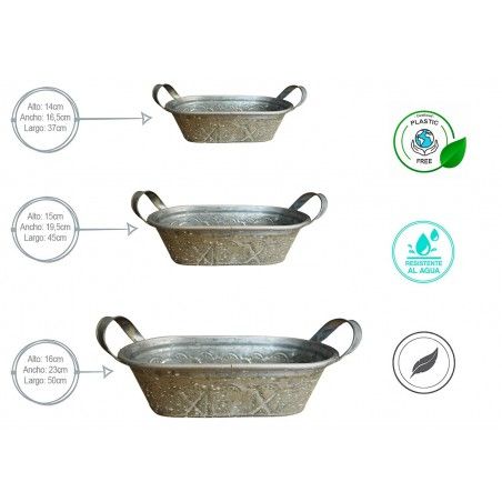 JARDINERA METÁLICA DECORATIVA GREY SET DE 3
