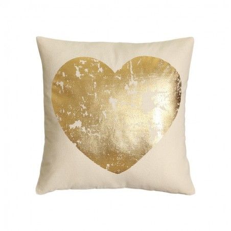 Cojín con un corazón decorado en y oro