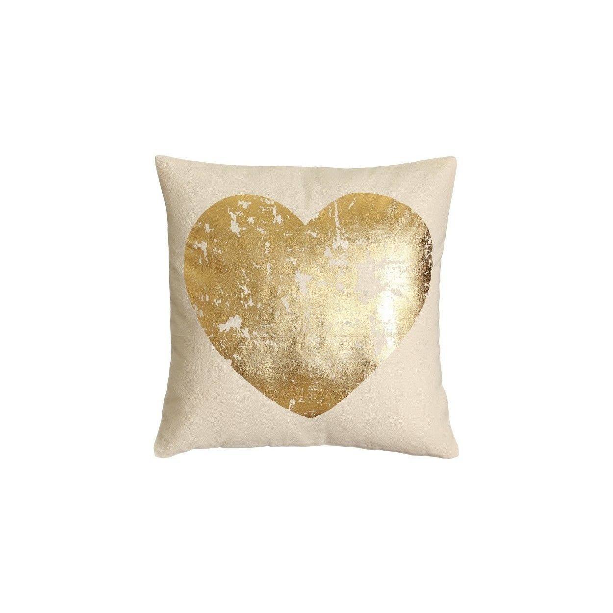 Cojín con un corazón decorado en y oro