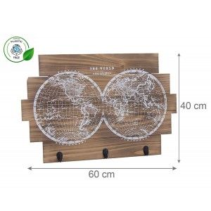 PERCHERO PARED DE MADERA 3 GANCHOS MAPA
