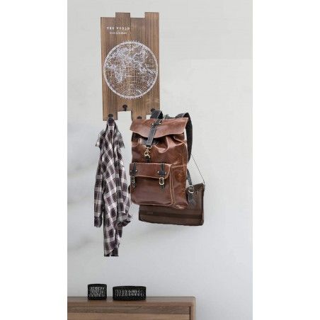 PERCHERO DE PARED DE MADERA MAPA 4 GANCHOS