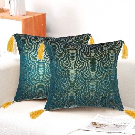 COJÍN TERCIOPELO CUADRADO GOLD SEQUINS 40CM