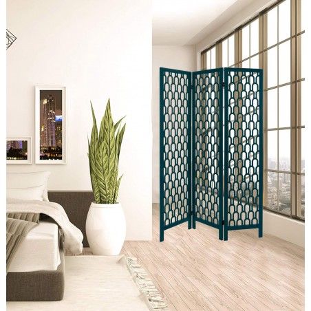 BIOMBO SEPARADOR DECORATIVO AZUL 170CM