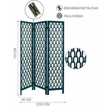 BIOMBO SEPARADOR DECORATIVO AZUL 170CM