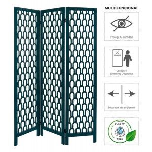 BIOMBO SEPARADOR DECORATIVO AZUL 170CM