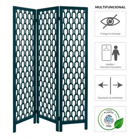 BIOMBO SEPARADOR DECORATIVO AZUL 170CM