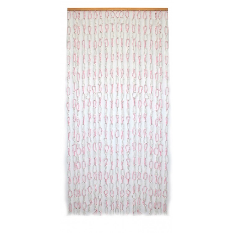 Cortina para Puerta de Bambú y Sisal Natural, de color Blanco y Rosa. Sostenible, exenta de plásticos 90cm X 190cm - Hog