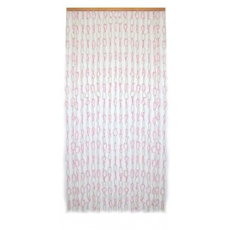 Cortina para Puerta de Bambú y Sisal Natural, de color Blanco y Rosa. Sostenible, exenta de plásticos 90cm X 190cm - Hog