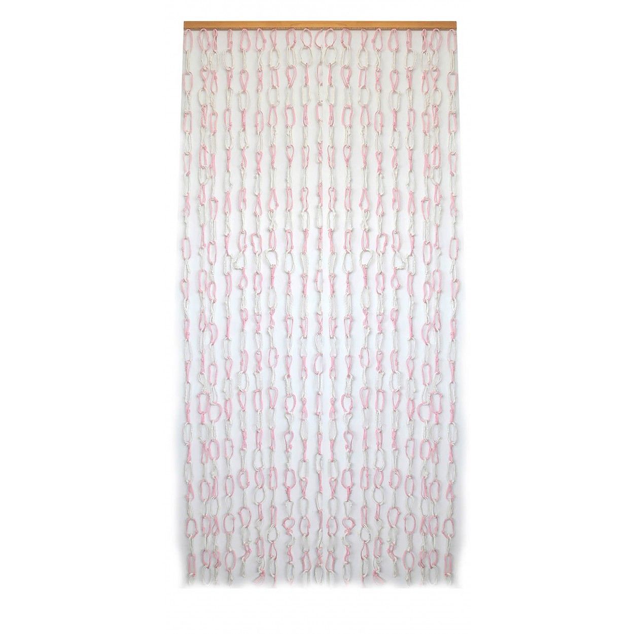 Cortina para Puerta de Bambú y Sisal Natural, de color Blanco y Rosa. Sostenible, exenta de plásticos 90cm X 190cm - Hog