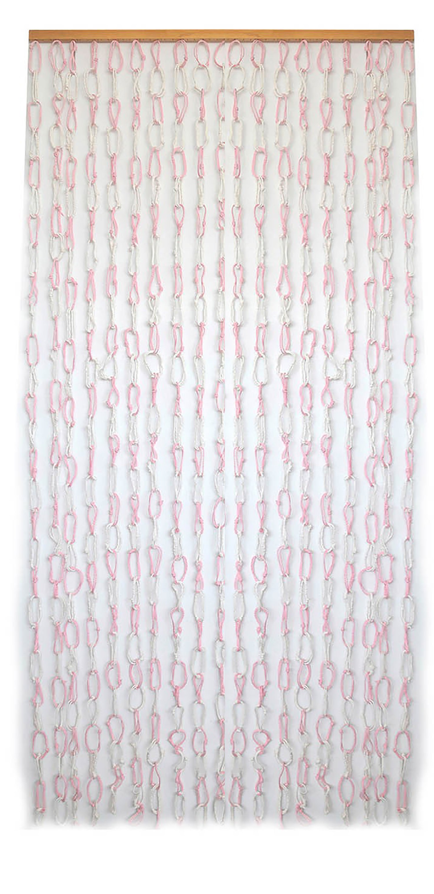 Cortina para Puerta de Bambú y Sisal Natural, de color Blanco y Rosa. Sostenible, exenta de plásticos 90cm X 190cm - Hog