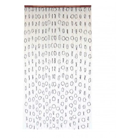 Cortina para Puerta de Bambú y Sisal Natural, de color Blanco y Negro. Sostenible, exenta de plásticos 90cm X 190cm -Hogar y Más