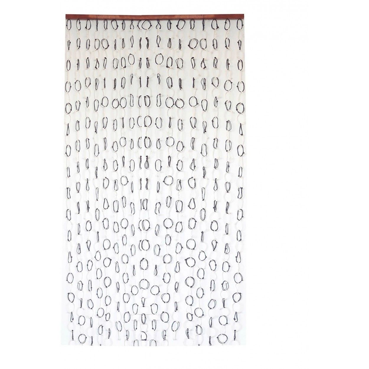 Cortina para Puerta de Bambú y Sisal Natural, de color Blanco y Negro. Sostenible, exenta de plásticos 90cm X 190cm -Hogar y Más